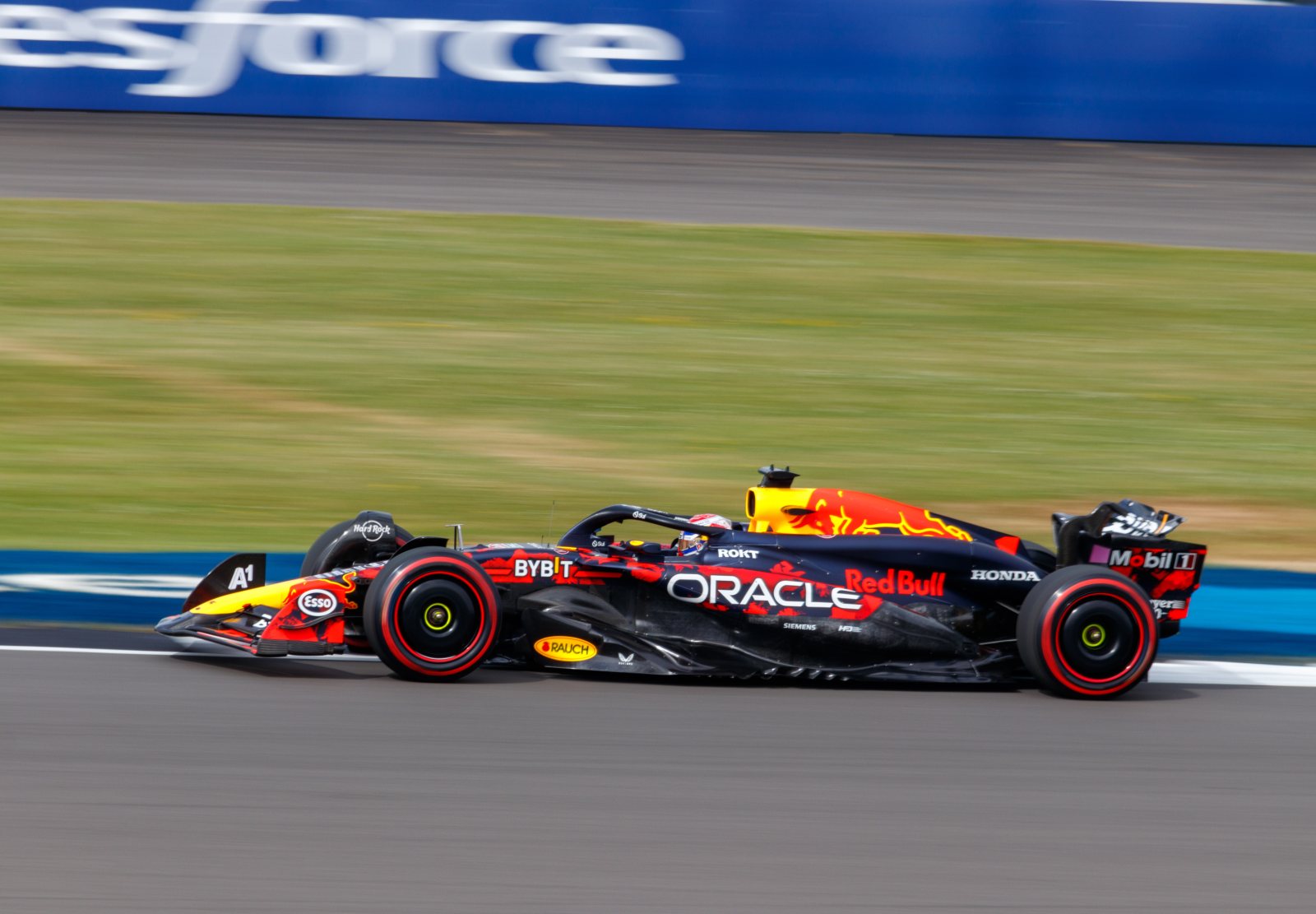 Max Verstappen driving the Red Bull at Silverstone during the 2024 British Grand Prix.