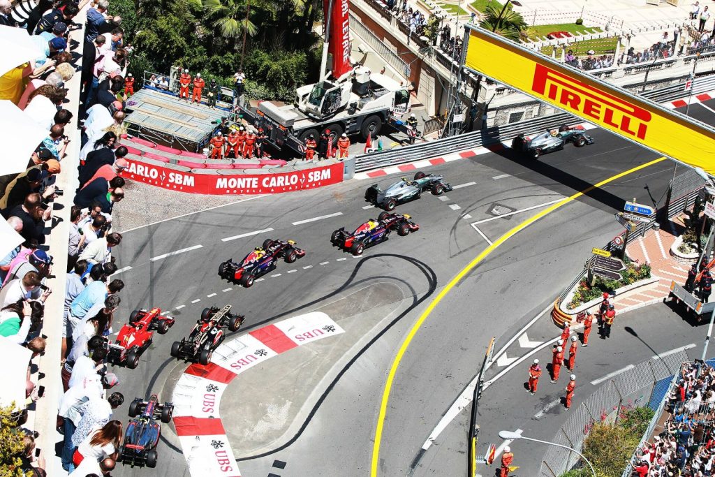 Nico Rosberg leads the start of the 2013 Monaco Grand Prix in Monaco.