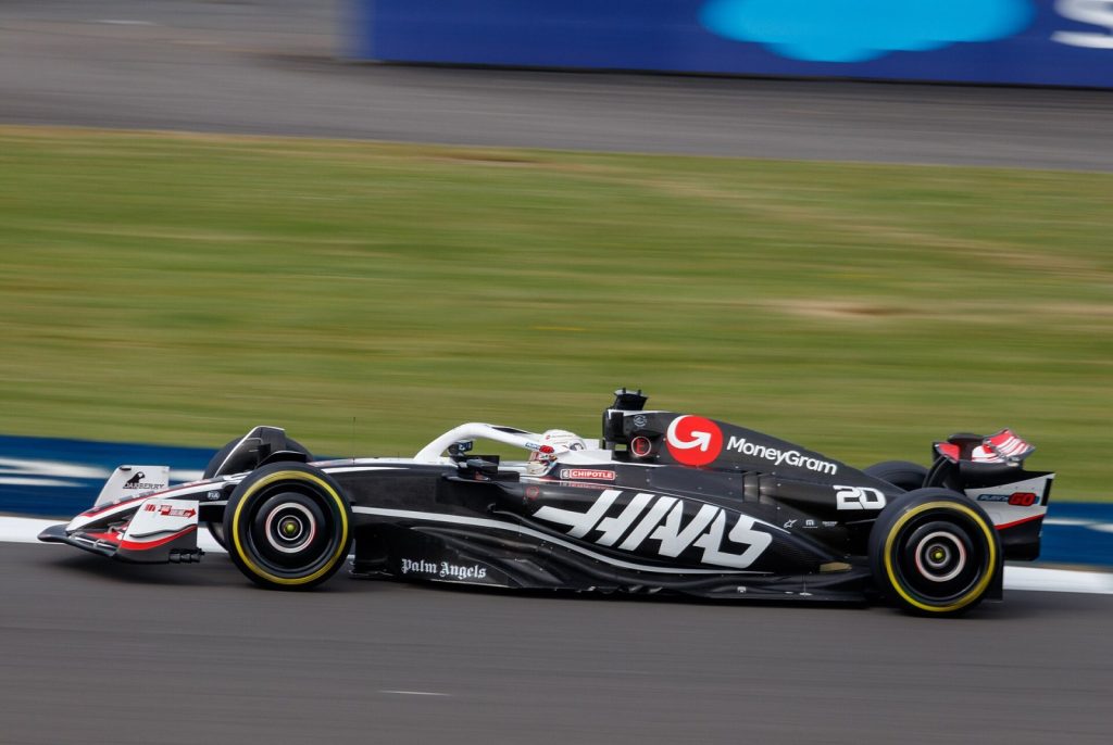 Kevin Magnussen driving for Haas during the 2024 British Grand Prix at Silverstone.